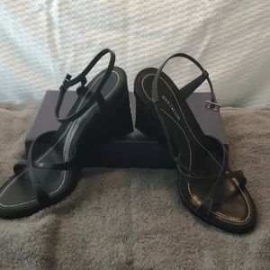 Black Ann Taylor wedge sandals